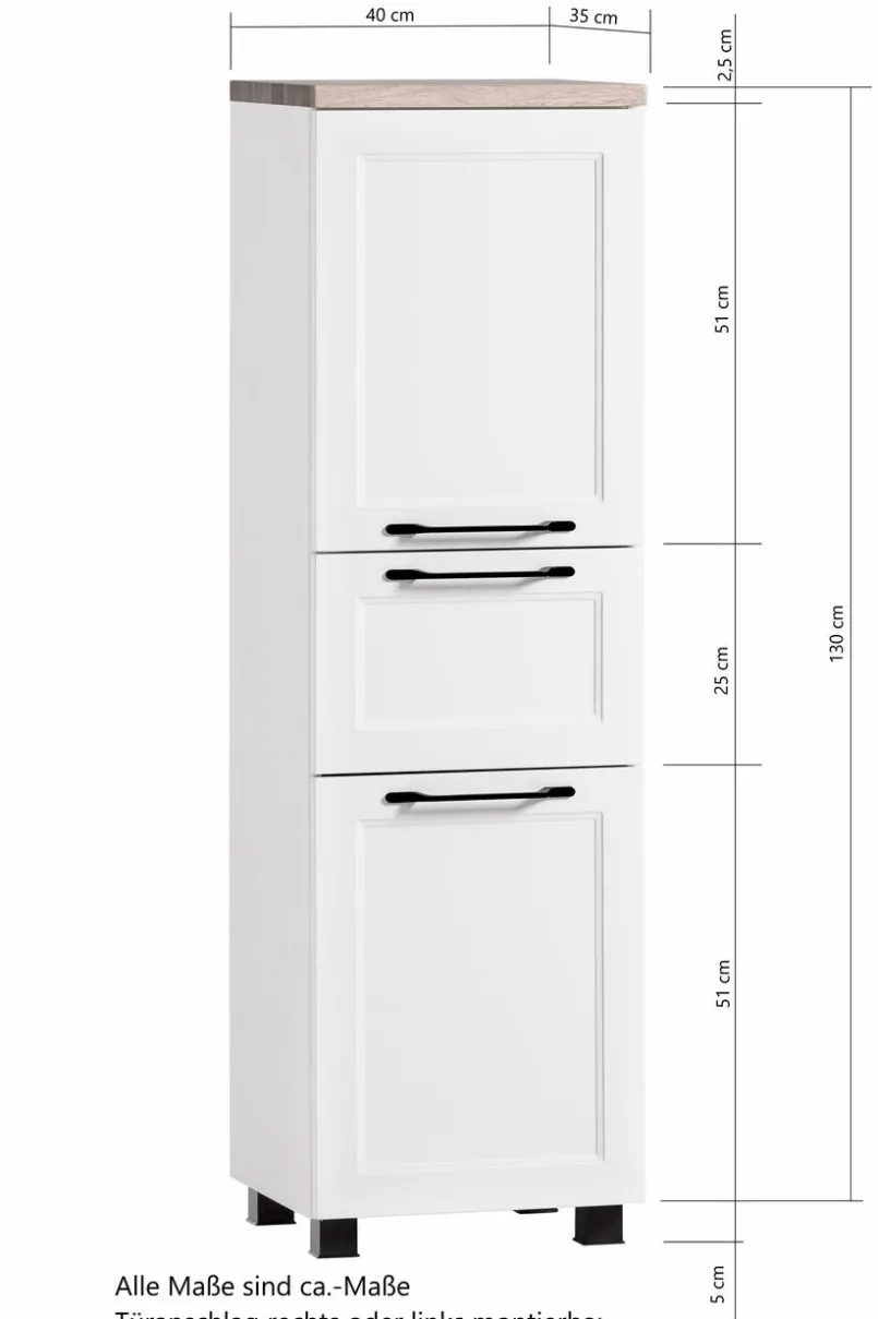 Badschränke|Held-Möbel Midischrank Brixen Weiß