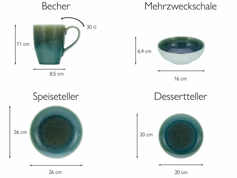 Schalen & Schüsseln|Schalen & Schüsseln|CreaTable Müslischale Caldera Ø 16 cm Grün