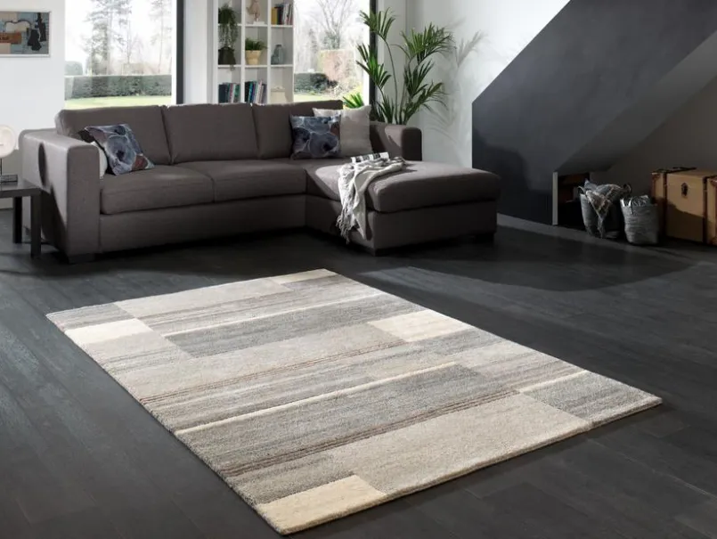 Natur(Look) Teppiche-Nepal Teppich Natural Living Star 70x140cm Grau / Beige
