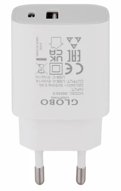 Zubehör|Globo Netzstecker USB A und C Weiß