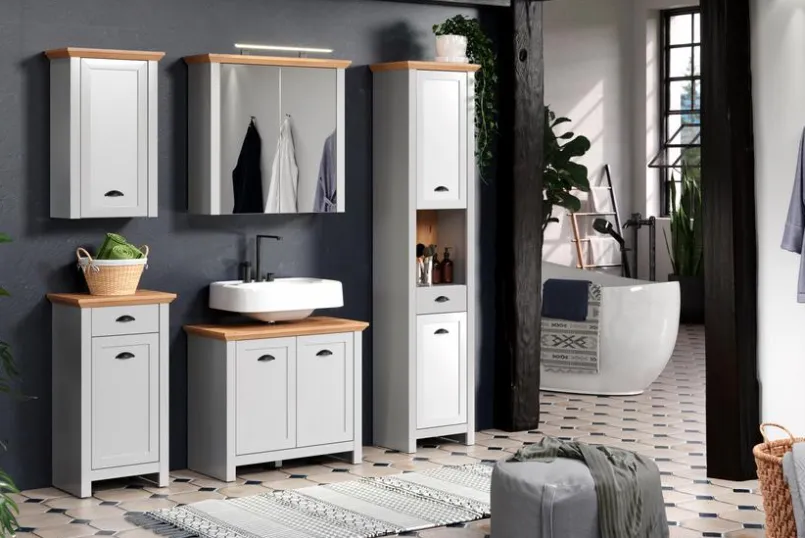Badschränke|trendteam Oberschrank Landside Lichtgrau