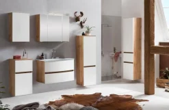 Held-Möbel Badschränke-Oberschrank Malmö Eiche / Weiß
