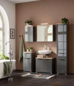 Composad Badschränke-Oberschrank Mundi Grau / Eiche
