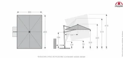 Doppler Sonnenschirme-Pendelschirm Ravenna 300 x 400 cm Anthrazit