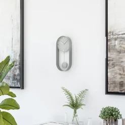 Mebus Wanduhren-Quarz-Pendelwanduhr 12912 40 x 20 cm Grau