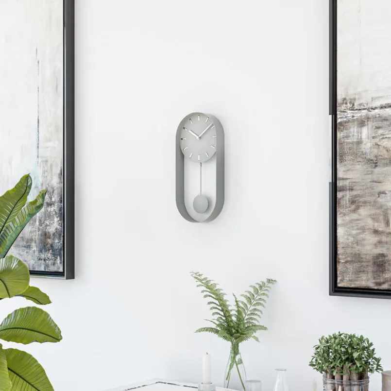Mebus Wanduhren-Quarz-Pendelwanduhr 12912 40 x 20 cm Grau