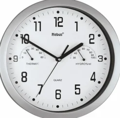 Mebus Wanduhren-Quarzwanduhr 06992 Ø 26 cm Silber