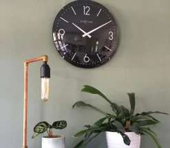 Nextime Wanduhren-Quarzwanduhr Basic Dome Ø 35 cm Schwarz