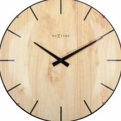 Wanduhren|Nextime Quarzwanduhr Edge Wood Dome Ø 35 cm Hellbraun