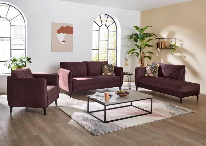 Sofas & Couches-Recamiere Novara Aubergine