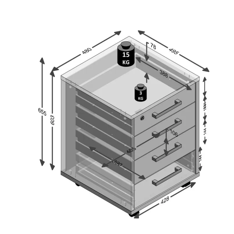 Schreibtische|Büromöbel-Serien|FMD Rollcontainer Calvia Weiß