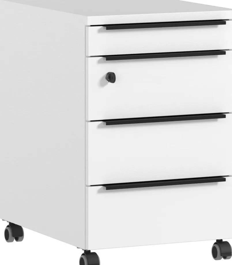Germania Schreibtische-Rollcontainer Mailand Weiß