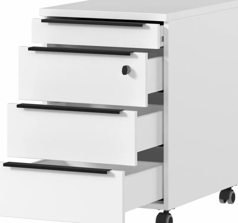 Germania Schreibtische-Rollcontainer Mailand Weiß