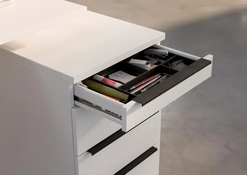Germania Schreibtische-Rollcontainer Mailand Weiß