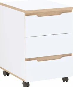 Innostyle Schreibtische-Rollcontainer Memphis Weiß / Eiche