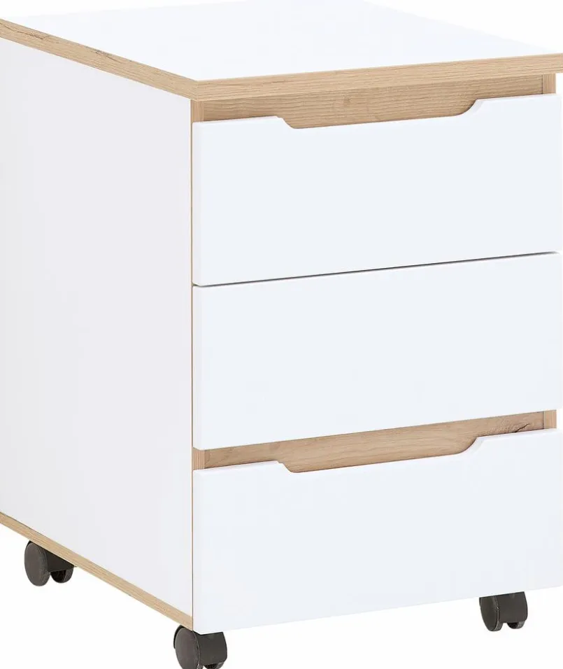 Innostyle Schreibtische-Rollcontainer Memphis Weiß / Eiche