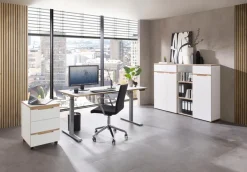 Innostyle Schreibtische-Rollcontainer Memphis Weiß / Eiche