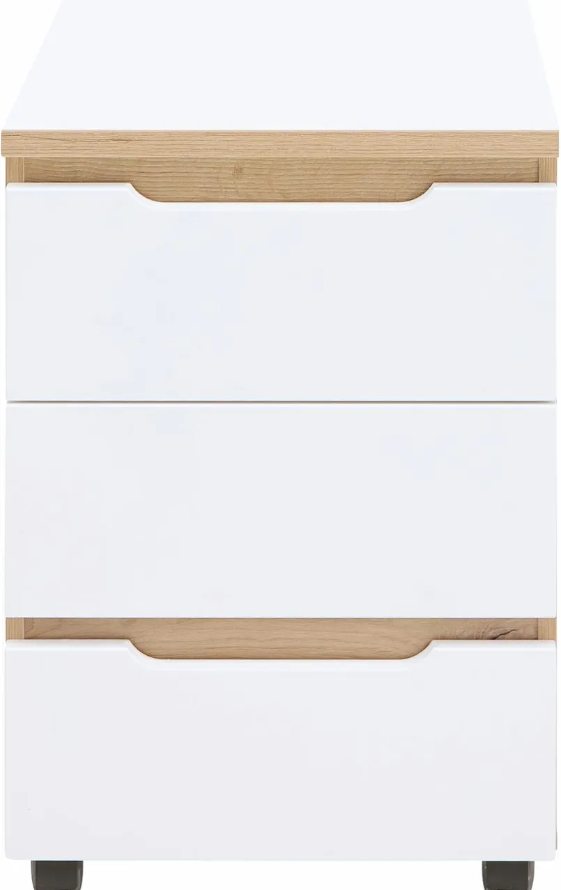 Innostyle Schreibtische-Rollcontainer Memphis Weiß / Eiche