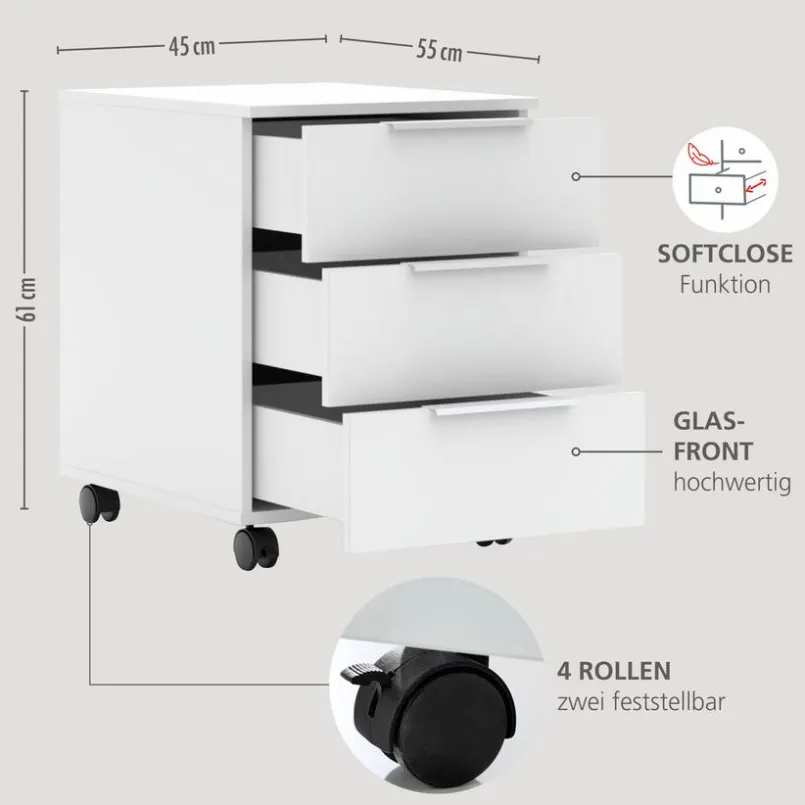 Innostyle Schreibtische-Rollcontainer Santorin Weiß