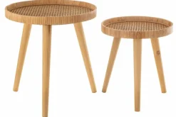 Couchtische|DAHEIM 2-Satz Beistelltisch Rattan Braun