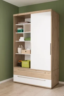 Kinderzimmer Schränke|Kinderzimmer Schränke|Paidi Schiebetürenschrank Fionn 124 x 207 cm Eiche / Weiß