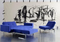 INNOVATION LIVING Schlafsofas|Schlafsofas-Schlafsofa mit Armlehnen Splitback Chrom Ultramarine