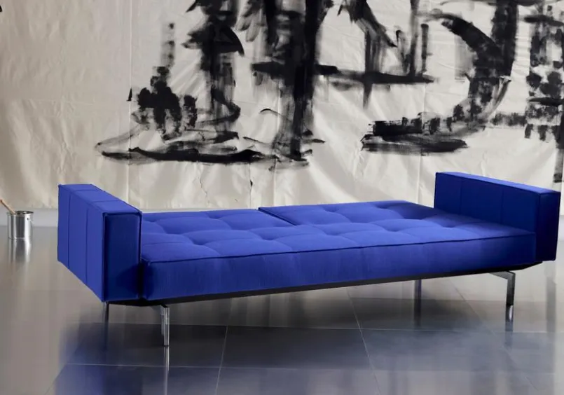 INNOVATION LIVING Schlafsofas|Schlafsofas-Schlafsofa mit Armlehnen Splitback Chrom Ultramarine