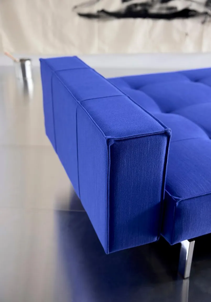 INNOVATION LIVING Schlafsofas|Schlafsofas-Schlafsofa mit Armlehnen Splitback Chrom Ultramarine