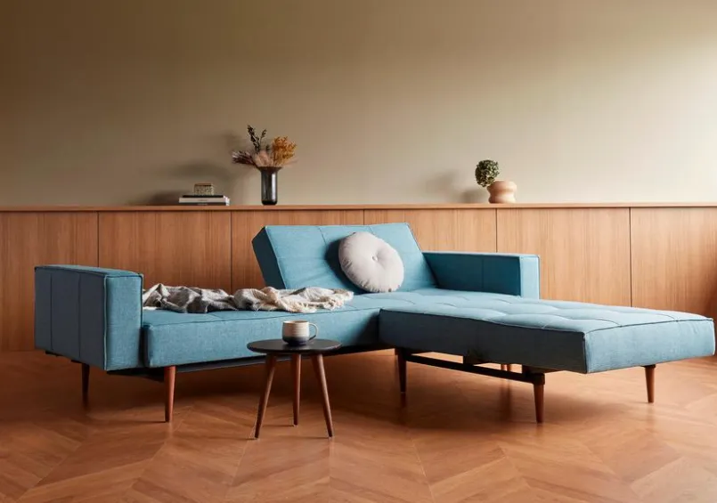 Schlafsofas|Schlafsofas|INNOVATION LIVING Schlafsofa mit Armlehnen Splitback Styletto dunkel Light Blue