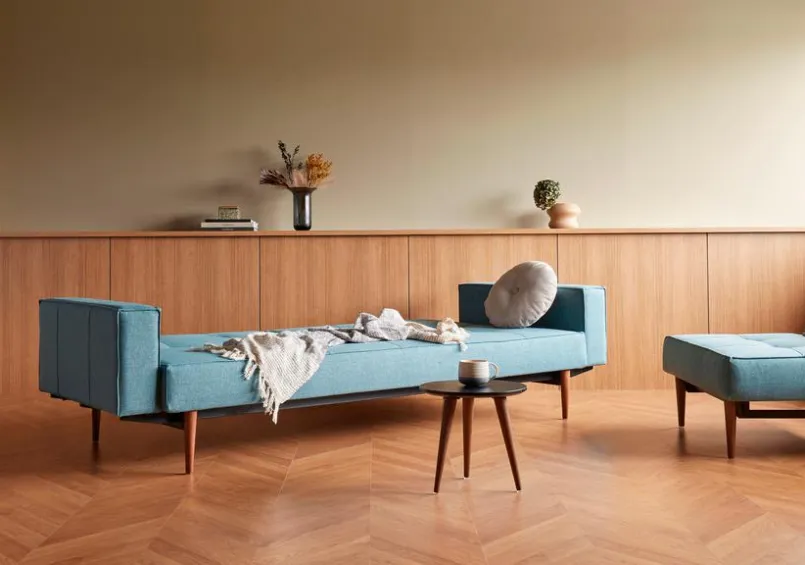 Schlafsofas|Schlafsofas|INNOVATION LIVING Schlafsofa mit Armlehnen Splitback Styletto dunkel Light Blue