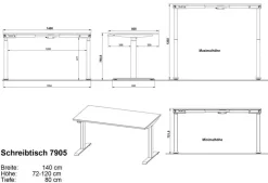 Schreibtische|Germania Schreibtisch elektrisch Mailand 140 x 80 cm Graphit