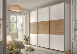 Kleiderschränke|Staud Schwebetürenschrank Includo 249 x 222 cm Weiß / Eiche