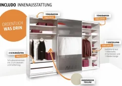 Kleiderschränke|Staud Schwebetürenschrank Includo 298 x 222 cm Saphir / Eiche