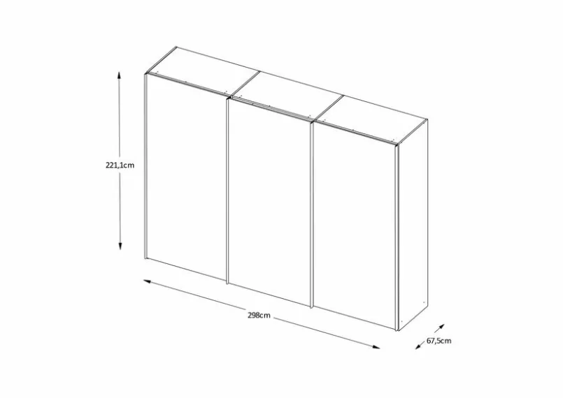 Kleiderschränke|Staud Schwebetürenschrank Includo-Glas 298 x 222 cm Hellgrau