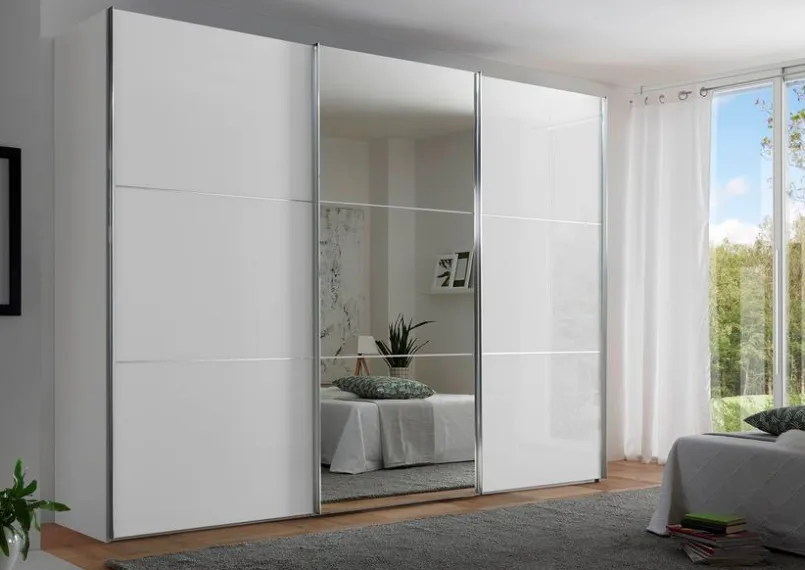 Kleiderschränke|Staud Schwebetürenschrank Includo-Glas 249 x 222 cm Weiß