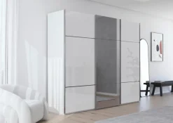 Kleiderschränke|rauch ORANGE Schwebetürenschrank Scale 300 x 223 cm Weiß / Spiegel
