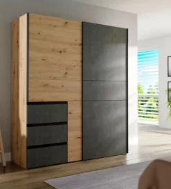 FORTE Kleiderschränke-Schwebetürenschrank Winn2 170 x 200 cm Eiche Artisan
