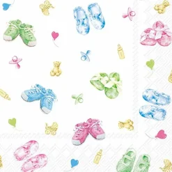 Tischwäsche|Tischwäsche-Serviette Baby Shoes 20tlg. Bunt