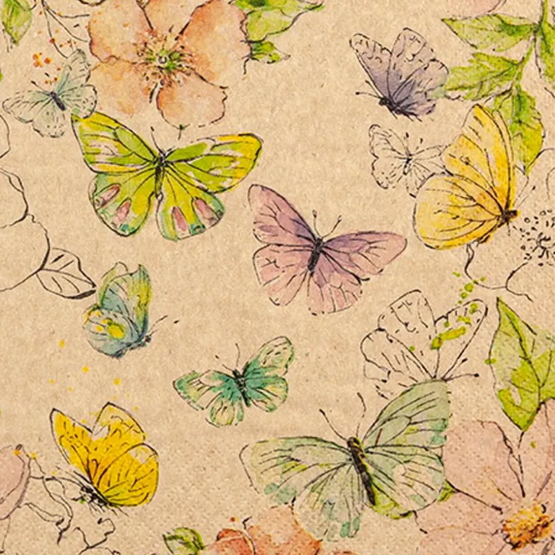 Tischwäsche|Tischwäsche| Serviette Butterflies 20tlg. Bunt