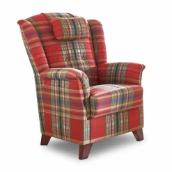 Sessel|Stilreich Sessel Arosa Karo Rot
