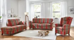 Sessel|Stilreich Sessel Arosa Karo Rot