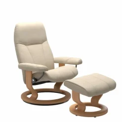 Sessel|STRESSLESS Sessel mit Hocker Consul Classic Batick Cream