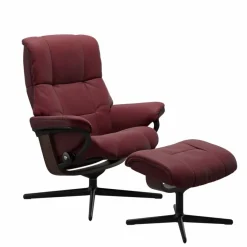 STRESSLESS Sessel-Sessel mit Hocker Mayfair Cross Batick Bordeaux