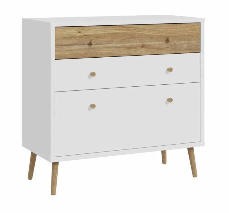Kommoden|FORTE Sideboard Harllson Weiß / Eiche