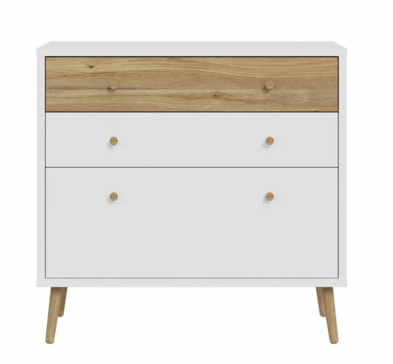 Kommoden|FORTE Sideboard Harllson Weiß / Eiche