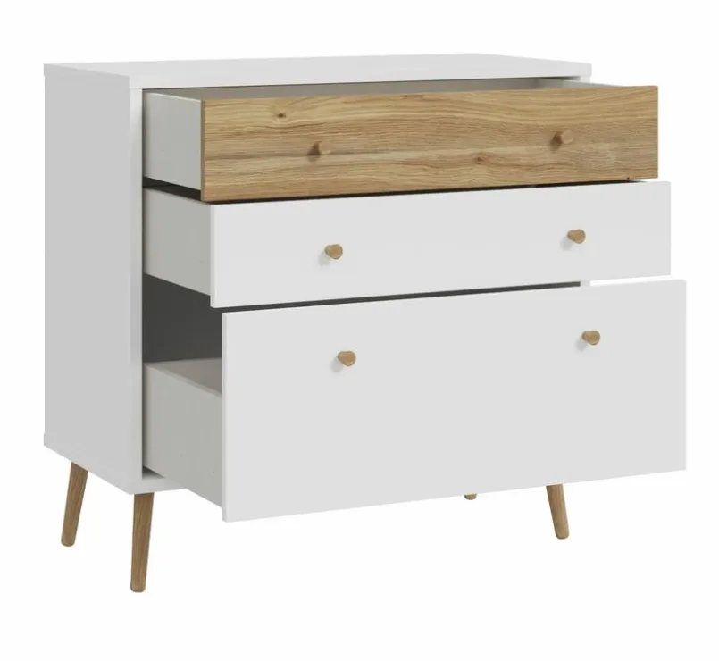 Kommoden|FORTE Sideboard Harllson Weiß / Eiche