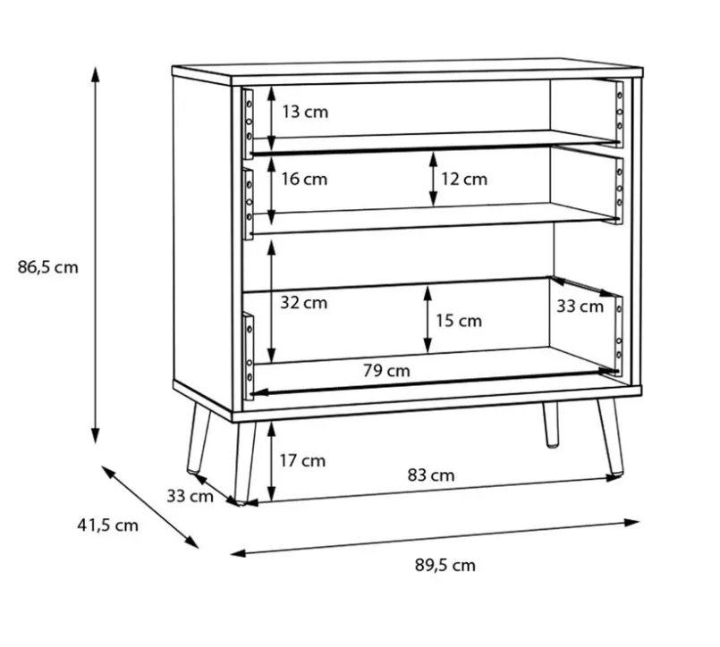 Kommoden|FORTE Sideboard Harllson Weiß / Eiche