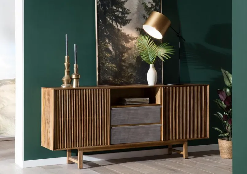 Kommoden|Kommoden|Portobello Sideboard Allure Iron Nussbaum