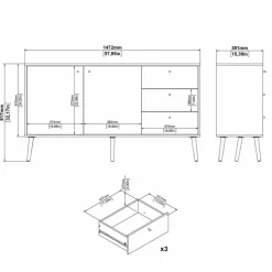 Tvilum Kinderkommoden & -Nachttische|Kinderkommoden & -Nachttische-Sideboard Bodo Weiß