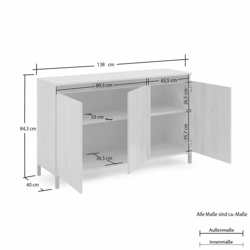 Kommoden|Kommoden-Sideboard Genio Artisan-Eiche